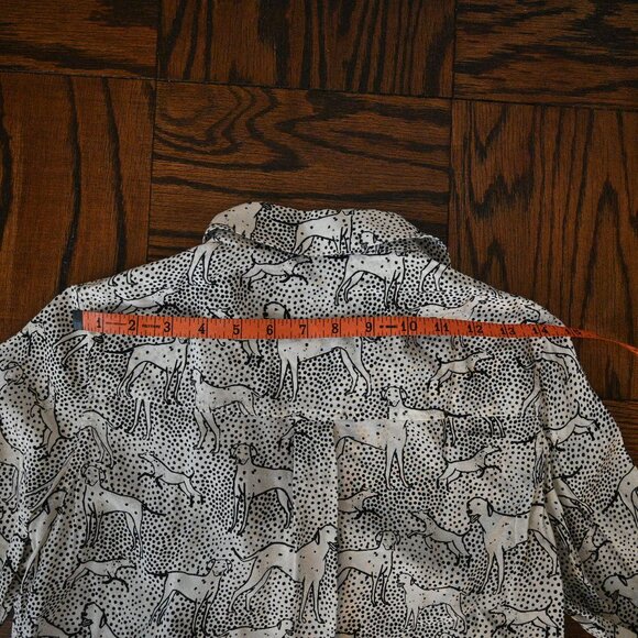 Boden Collared Silk Blouse – Black & White Dalmatian – Size 4 - Picture 7 of 10